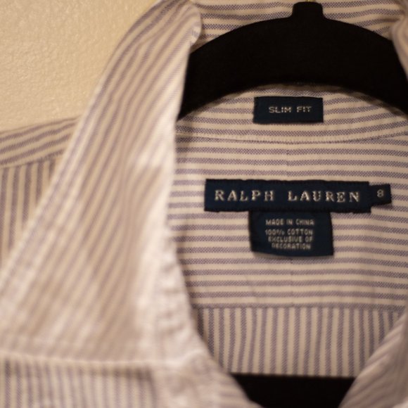 Ralph Lauren White and Purple Fitted Long Sleeve Button Down Shirt - Picture 5 of 11